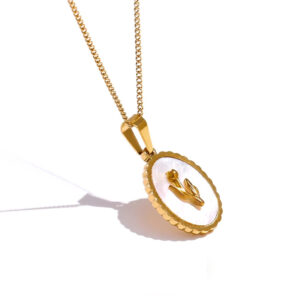 Collier fleur Rose Nacré
