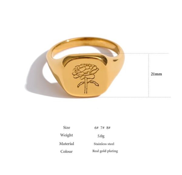 Bague fleur Rose Gravé – Image 7