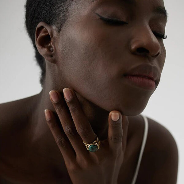 Bague fleur Turquoise Africaine – Image 2