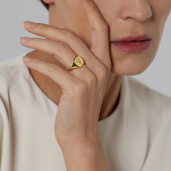 Bague fleur Rose Gravé – Image 5