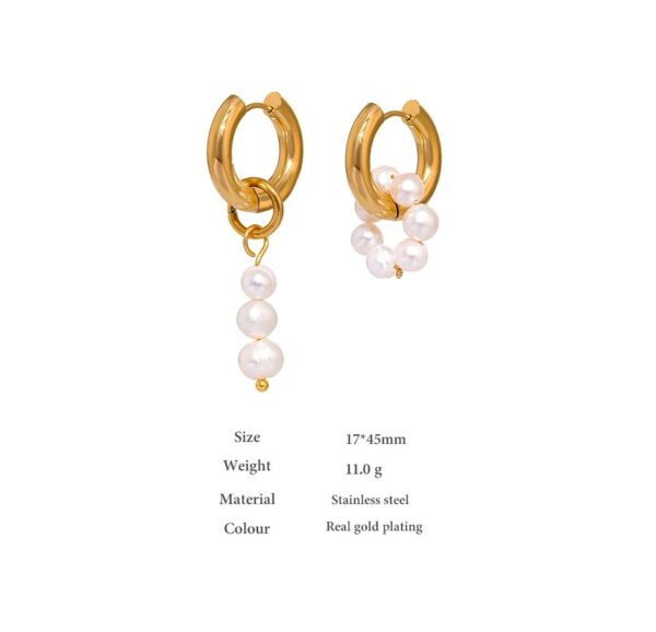 Boucle d'oreille fleur Perle Asymétrique – Image 8
