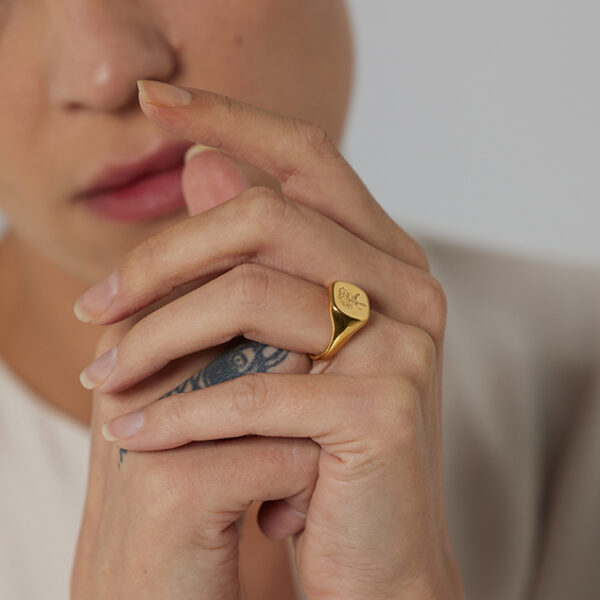 Bague fleur Rose Gravé – Image 4