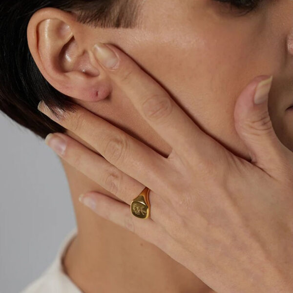 Bague fleur Rose Gravé – Image 3