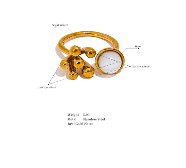 Bague fleur Pierre de Nature – Image 5