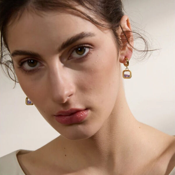 Boucle d'oreille fleur Cristal – Image 7