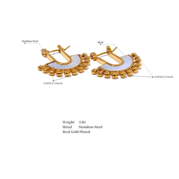 Boucle d'oreille fleur Coquillage Blanc – Image 5