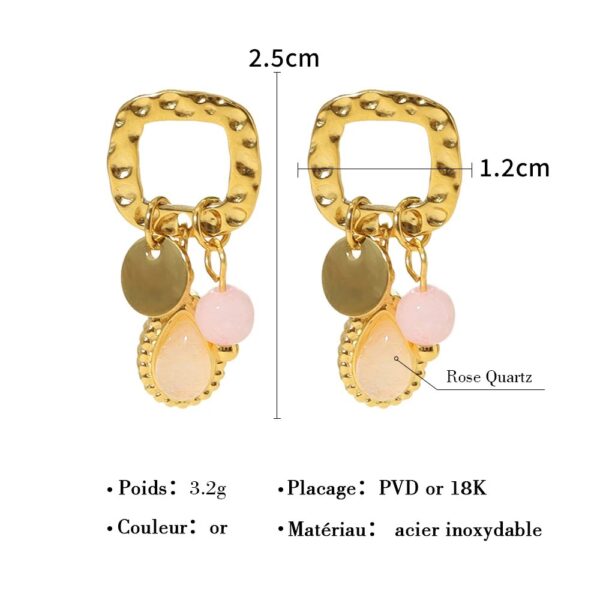 Boucle d'oreille fleur Rose – Image 2