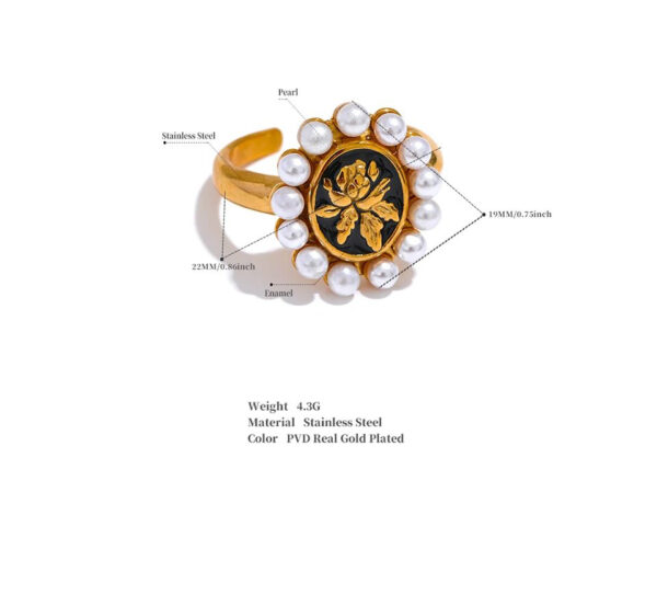 Bague fleur Rose Perlé – Image 5