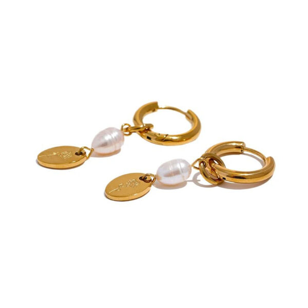 Boucle d'oreille fleur Perle Gravée – Image 6