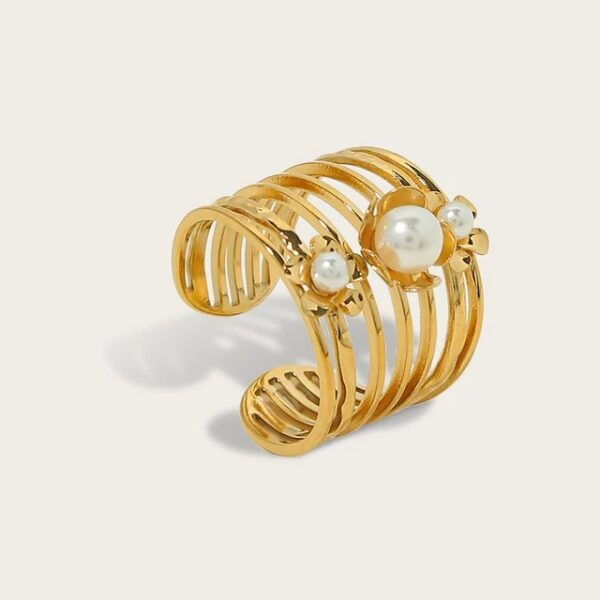 Bague fleur Trois Perles – Image 2