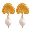 Boucle d'oreille fleur Perle Biloba
