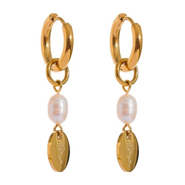 Boucle d'oreille fleur Perle Gravée