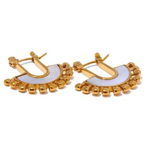 Boucle d'oreille fleur Coquillage Blanc