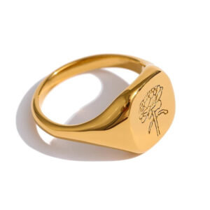 Bague fleur Rose Gravé