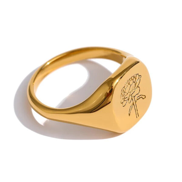 Bague fleur Rose Gravé