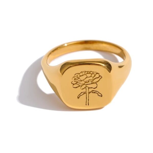 Bague fleur Rose Gravé – Image 6