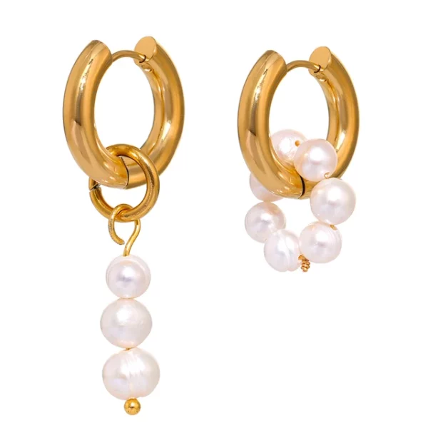 Boucle d'oreille fleur Perle Asymétrique