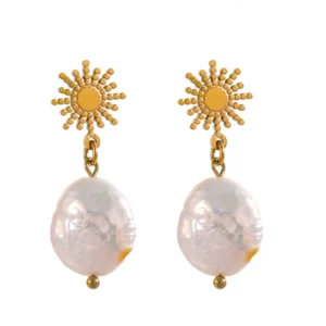 Boucle d'oreille fleur Perle Filante